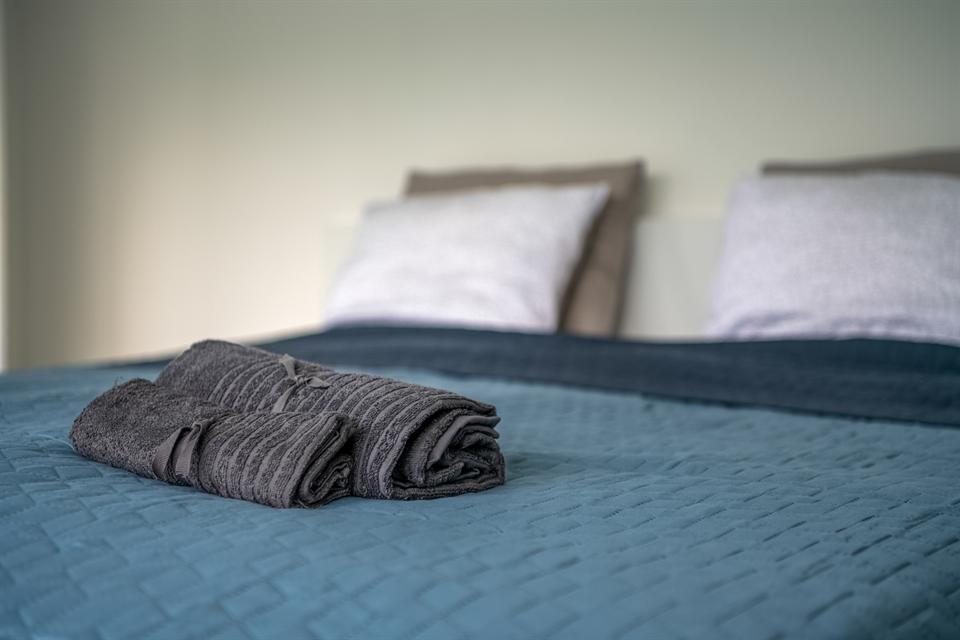 Bedroom detail with towels