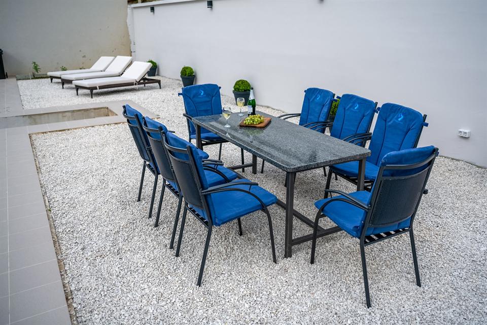 Outdoor lakefront dining table